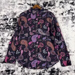 United Colors of Benetton Womens Paisley Print Long Sleeve Button Shirt Size M